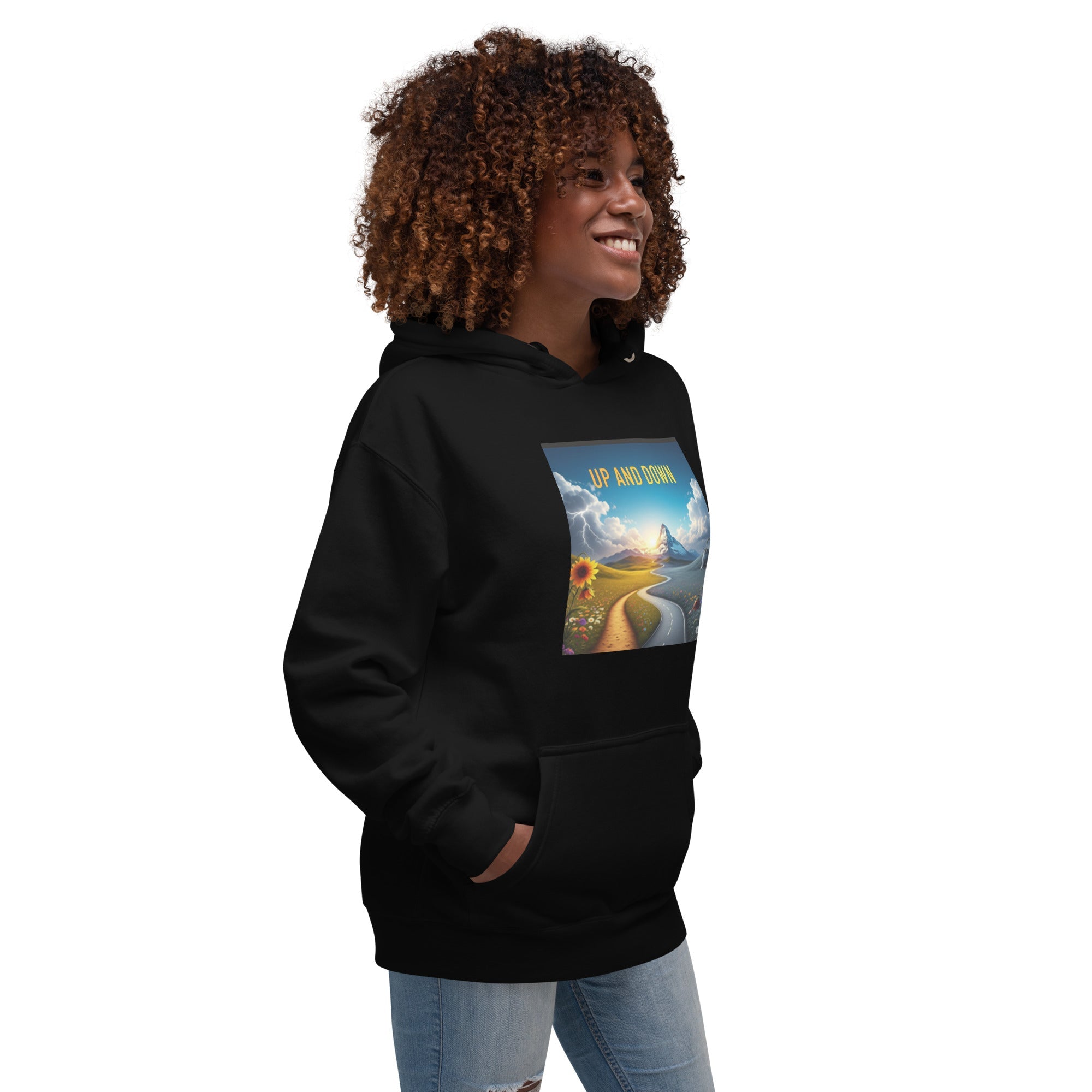 Up and Down Premium Unisex Hoodie – Inspirational Streetwear, Ultra - Soft Cotton Blend, Bold Front Graphic, Everyday Comfort, and Sustainable Made - to - Order Fashion - Soul Vibe Merch