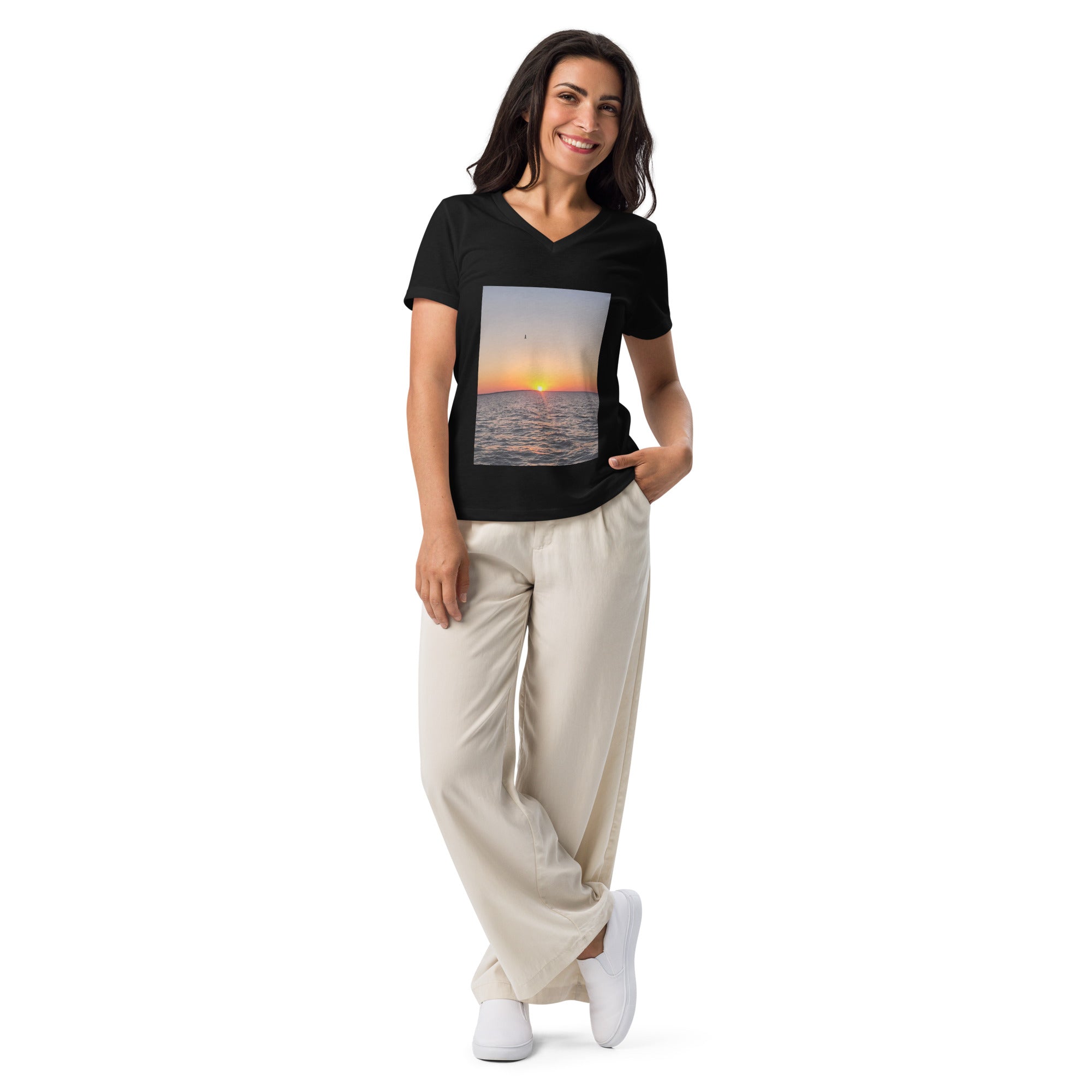 Women’s Relaxed V - Neck T-Shirt – Premium Everyday Tee, Ultra - Soft Cotton Blend, Flattering Feminine Fit, Casual Streetwear Style, and Sustainable - Soul Vibe Merch